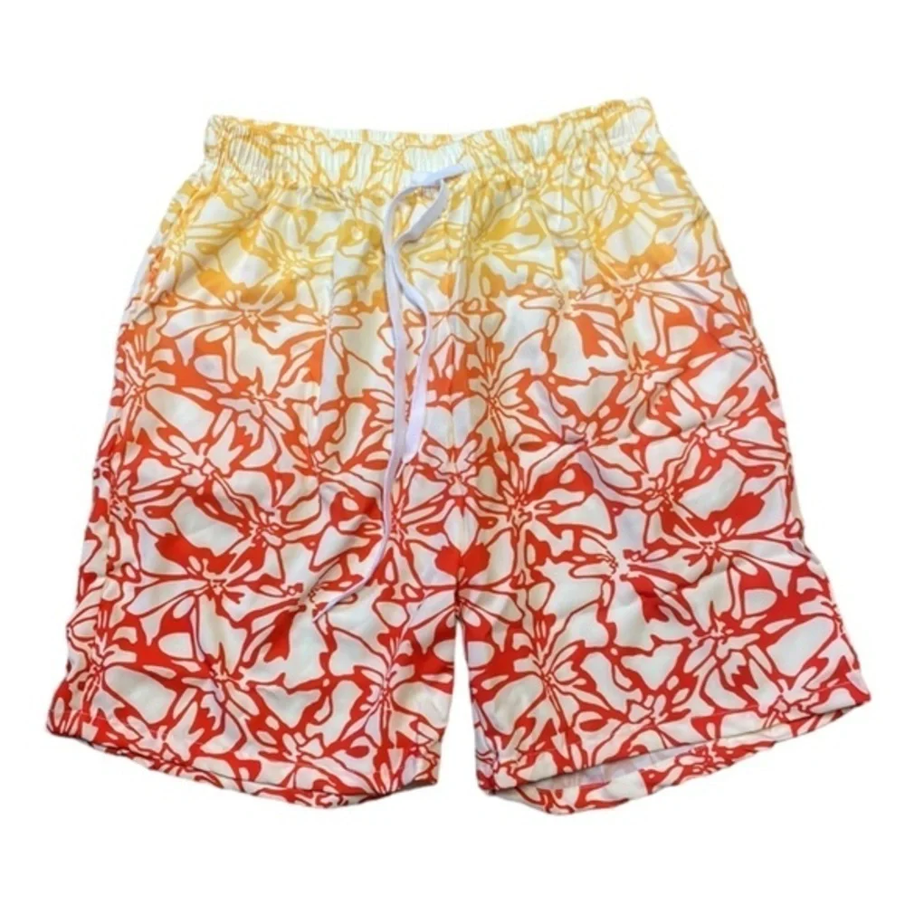 NWOT - Men’s Gradient Flowery Print Casual Summer Pool Beach Short Trunks